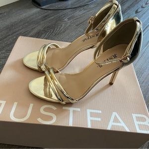 Gold strap heeled sandals